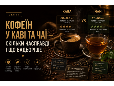 Кофеїн у каві та чаї — скільки насправді і що бадьоріше
