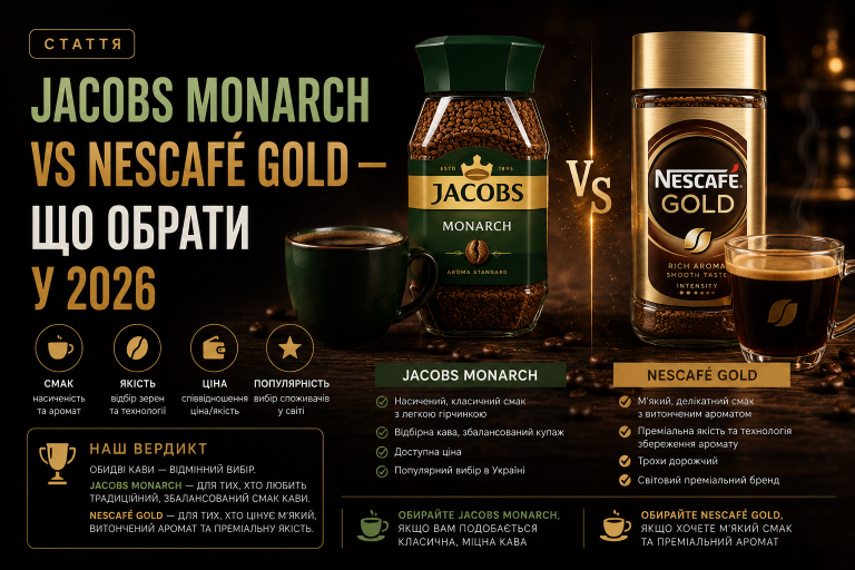 Jacobs Monarch vs Nescafe Gold — що обрати у 2026