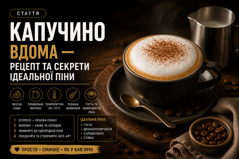 Капучино вдома — рецепт та секрети ідеальної піни