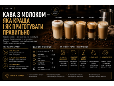 Кава з молоком — яка краща і як приготувати правильно