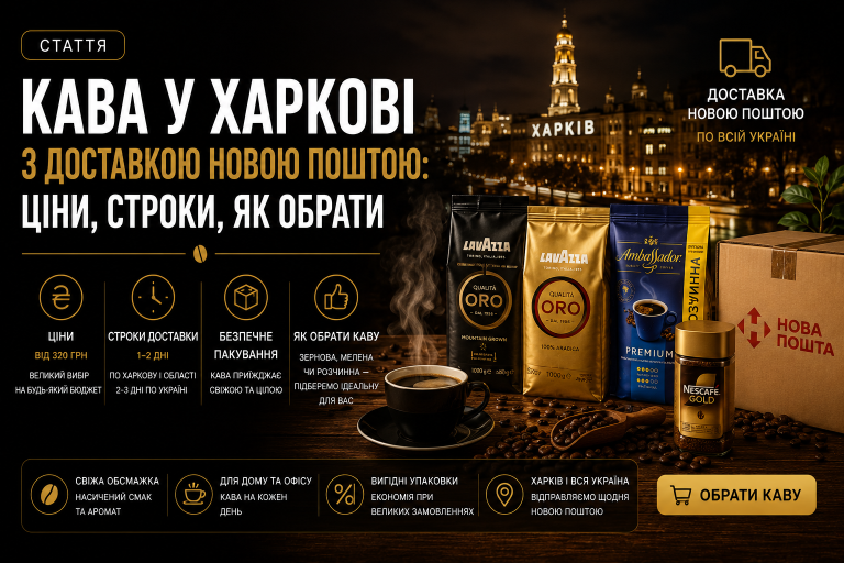 Кава у Харкові з доставкою Новою Поштою: ціни, строки, як обрати