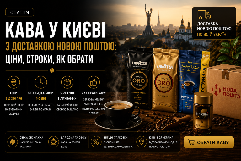 Кава у Києві з доставкою Новою Поштою: ціни, строки, як обрати