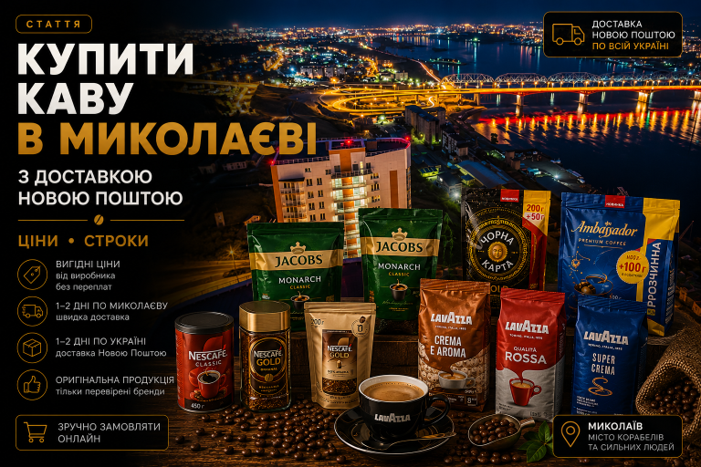 Купити каву в Миколаєві з доставкою Новою Поштою — ціни, строки