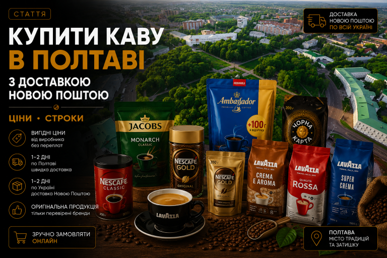 Купити каву в Полтаві з доставкою Новою Поштою — ціни, строки