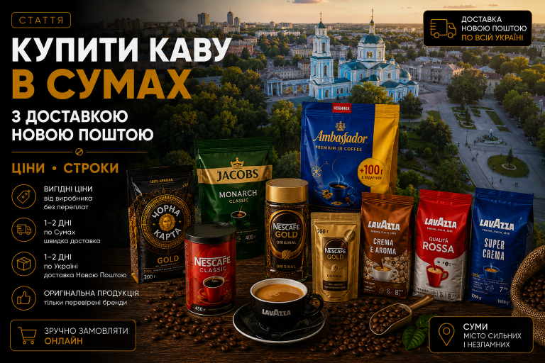 Купити каву в Сумах з доставкою Новою Поштою — ціни, строки