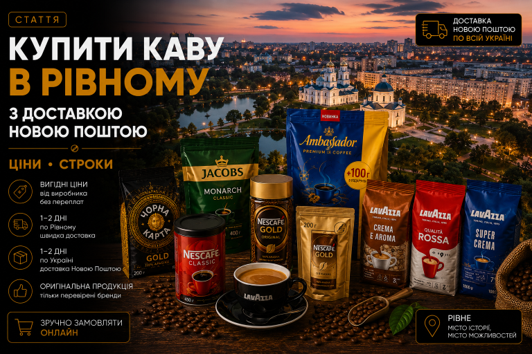 Купити каву в Рівному з доставкою Новою Поштою — ціни, строки