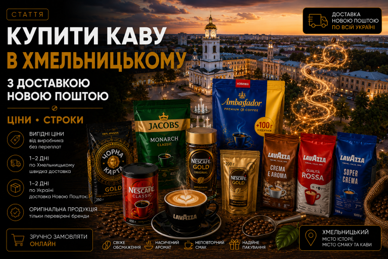 Купити каву в Хмельницькому з доставкою Новою Поштою — ціни, строки