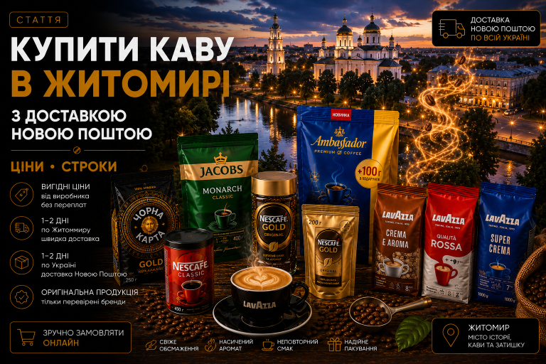 Купити каву в Житомирі з доставкою Новою Поштою — ціни, строки