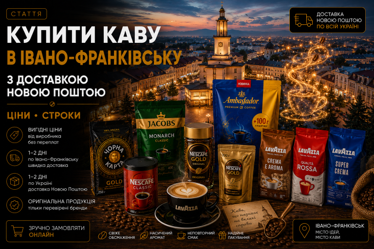 Купити каву в Івано-Франківську з доставкою Новою Поштою — ціни, строки