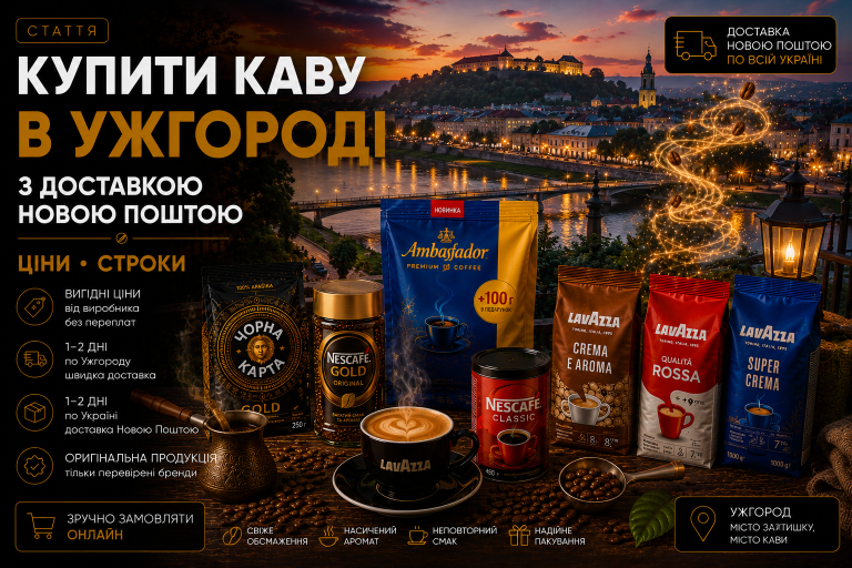 Купити каву в Ужгороді з доставкою Новою Поштою — ціни, строки