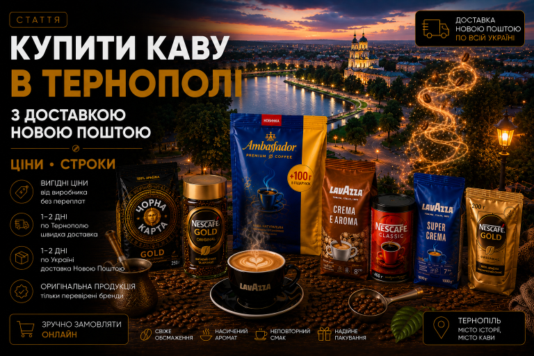 Купити каву в Тернополі з доставкою Новою Поштою — ціни, строки
