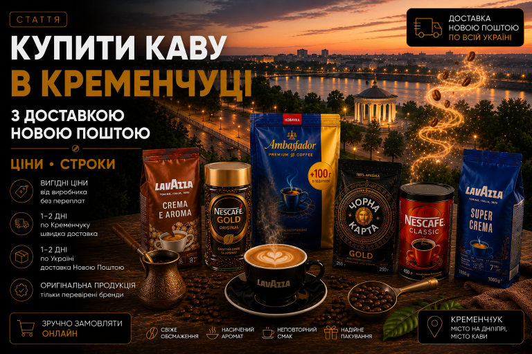 Купити каву в Кременчуці з доставкою Новою Поштою — ціни, строки