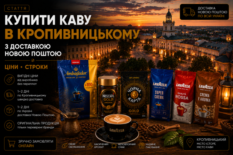 Купити каву в Кропивницькому з доставкою Новою Поштою — ціни, строки