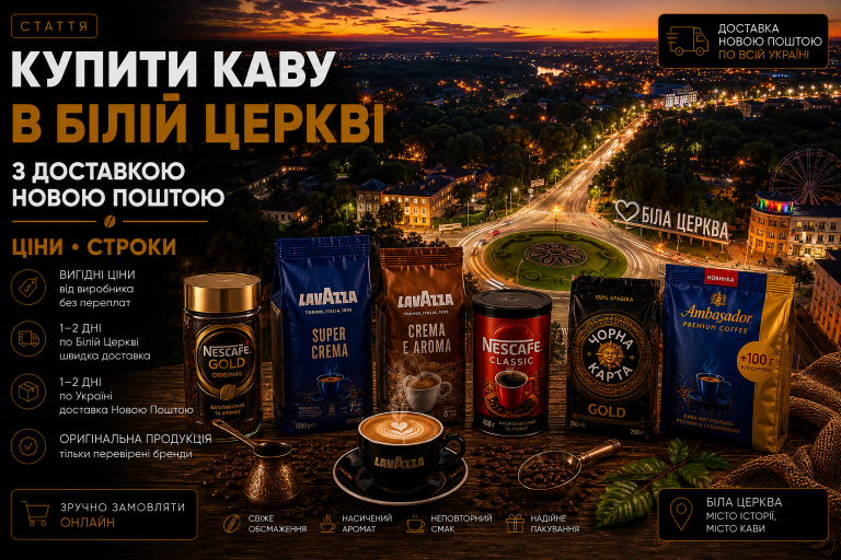 Купити каву в Білій Церкві з доставкою Новою Поштою — ціни, строки