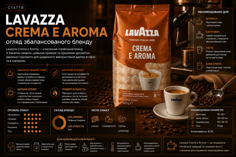 Lavazza Crema e Aroma — огляд збалансованого бленду