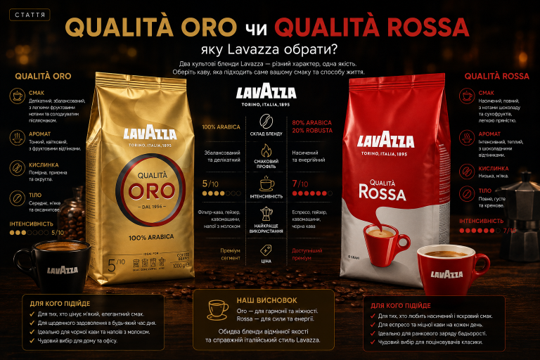 Qualità Oro чи Qualità Rossa — яку Lavazza обрати