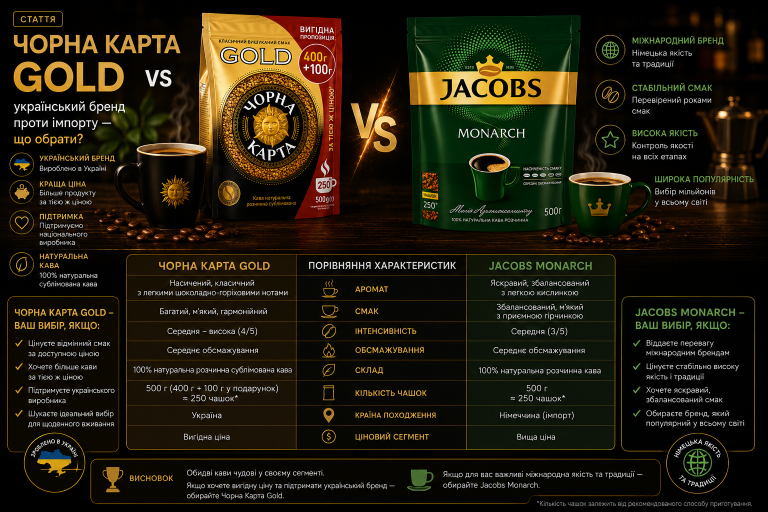 Чорна Карта Gold vs Jacobs Monarch — український бренд проти імпорту