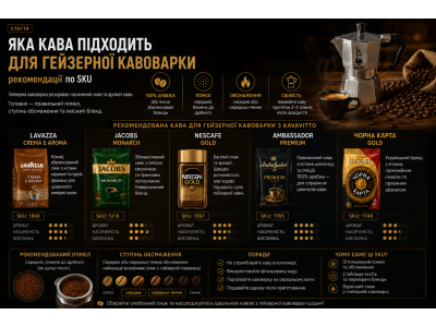 Яка кава підходить для гейзерної кавоварки — рекомендації по SKU