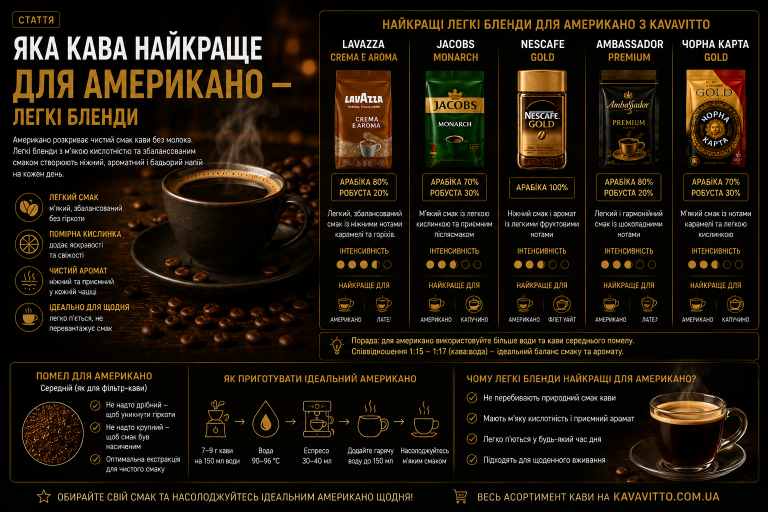 Яка кава найкраще для американо — легкі бленди
