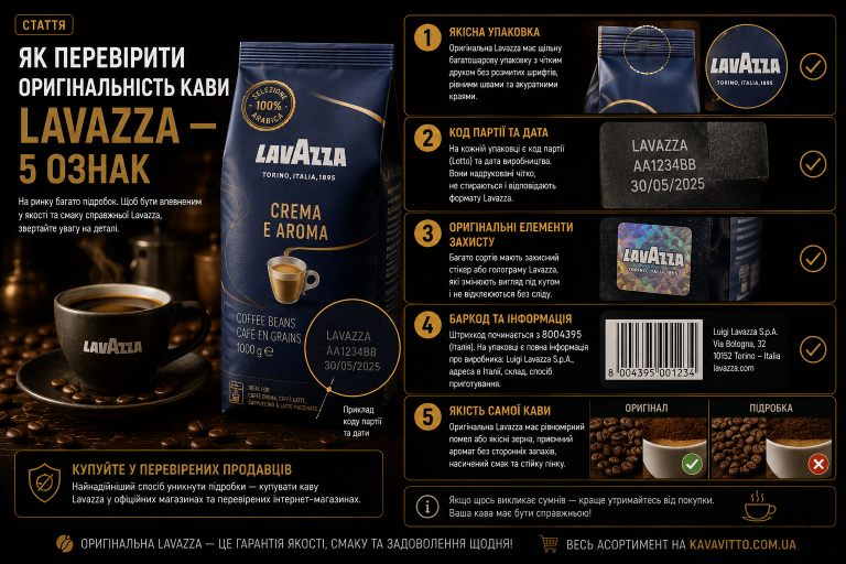 Як перевірити оригінальність кави Lavazza — 5 ознак