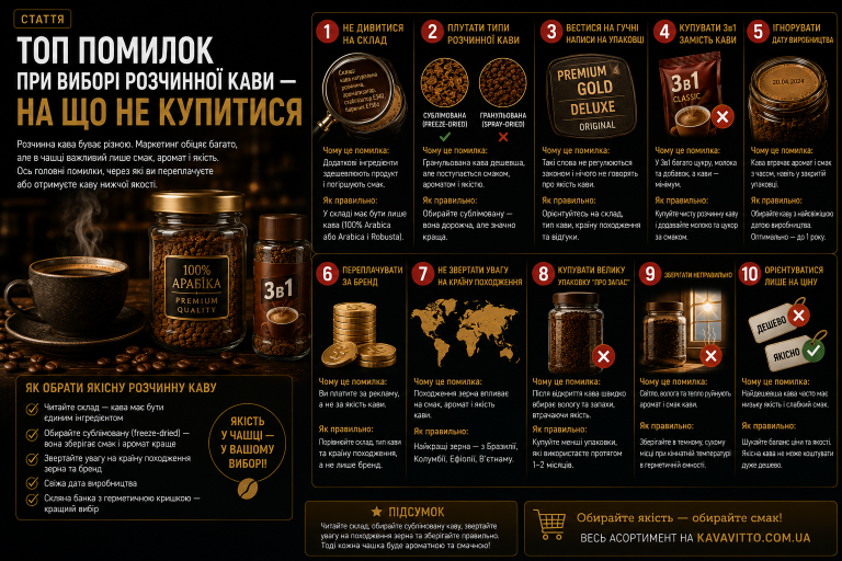 Топ помилок при виборі розчинної кави — на що не купитися