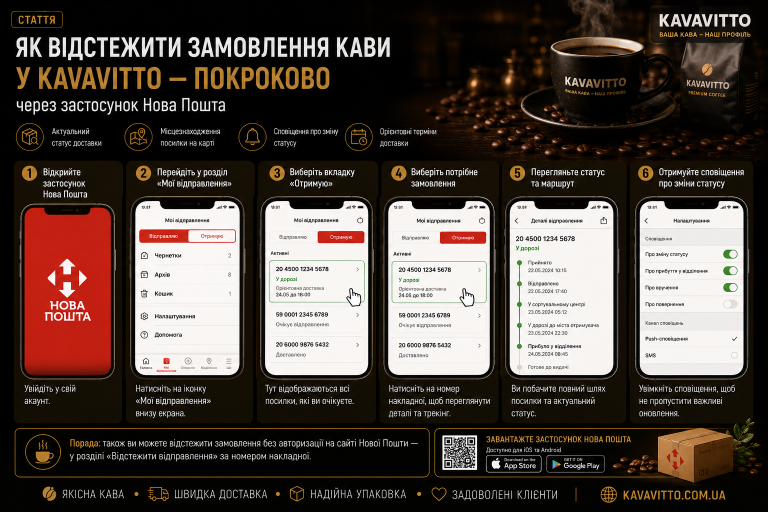 Як відстежити замовлення кави в kavavitto — покроково